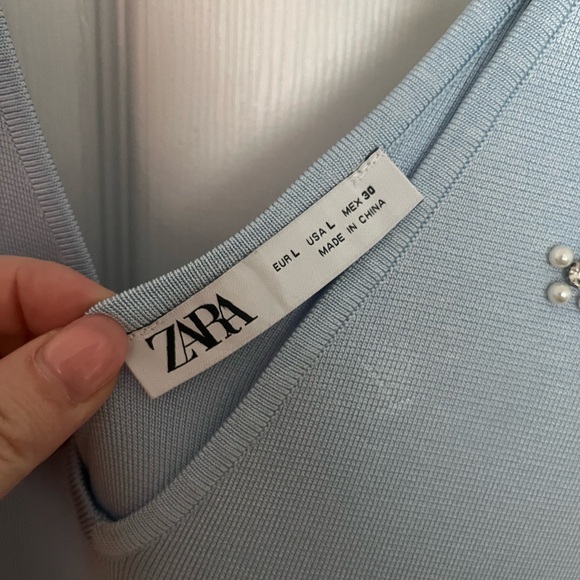 Zara baby blue mini dress with jewel and pearl embellishments - Picture 4 of 5